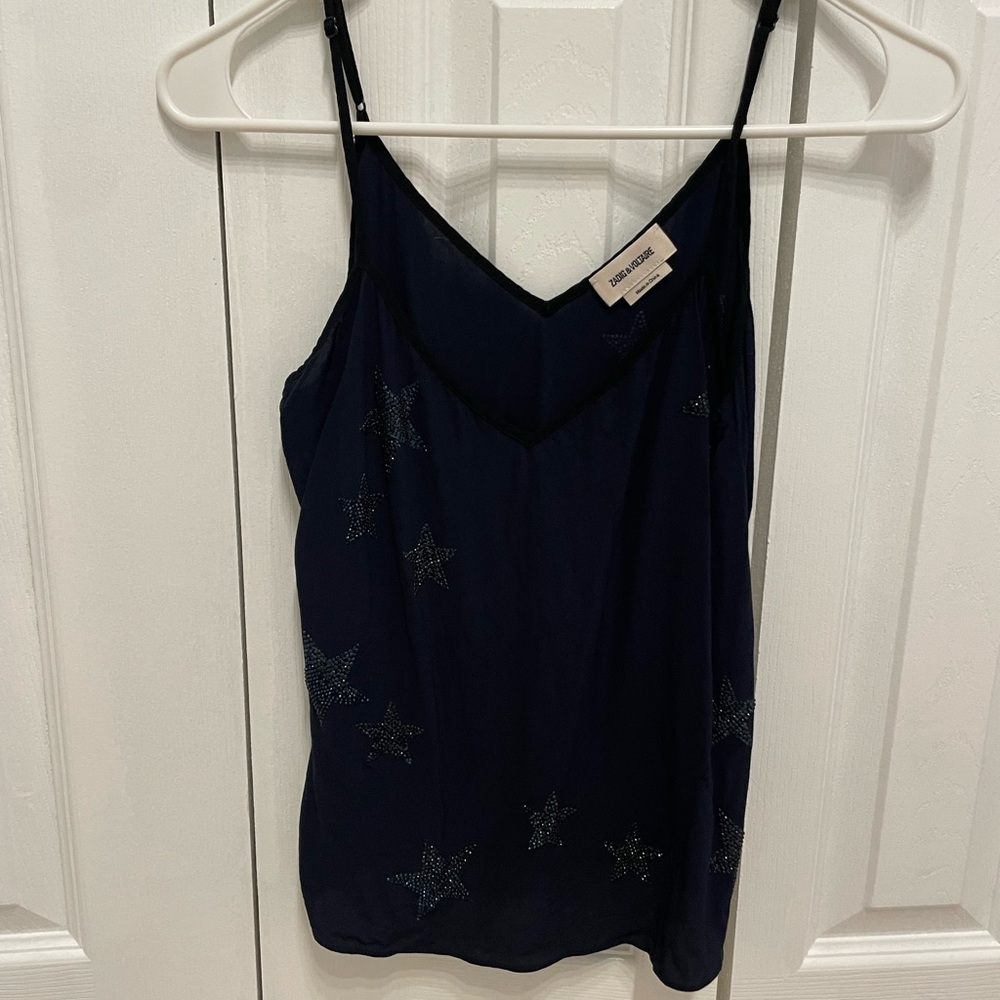 COPY - Zalig & Voltaire navy blue cute top with blingy stars size small